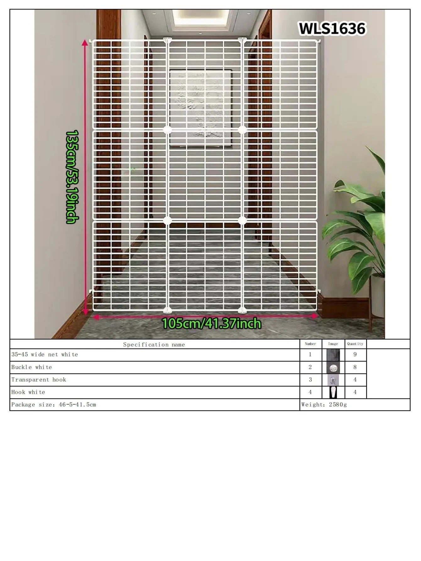 Gate Barrier, No-Drill Gate Barrier, Wire Mesh to Block Dogs, Isolation for Doorways, Stairs, Balconies, Pet Fence