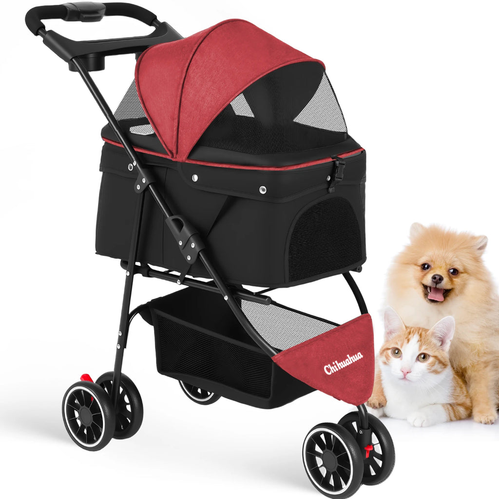 Pet Stroller For Small Puppy Dogs & Cats ,Travel Portable Dog Stroller , Foldable Dog and Cat Carrier
