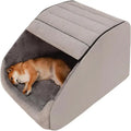 Extra Large Dog Bed House with 30D Memory Sponge, Cozy Indoor Plush Cave for All Dogs, Non-Slip Bottom (Grey, M)