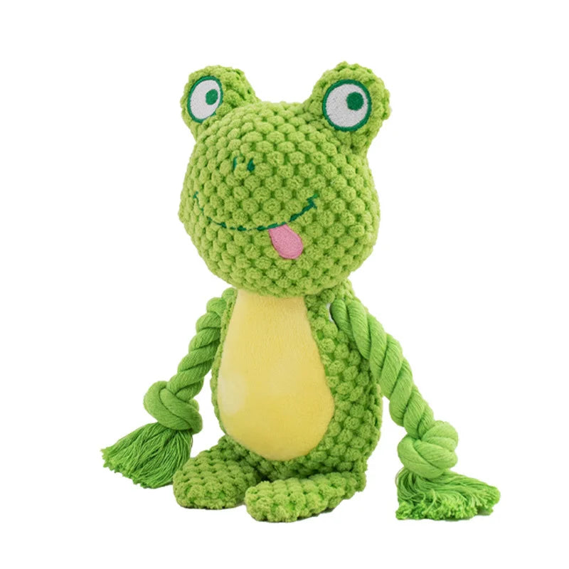 Cute Animal Rope Dog Toy, Cute Plush Puppy Chew Squeak Knot Toy