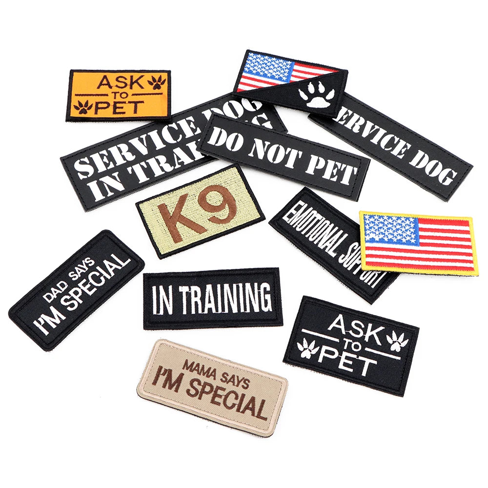 12 Pieces Tactical Patch Bundle For Dog Vest ,Harness ,Collar Personalized Patches Tags Sticker Label Custom Name ID Sticker