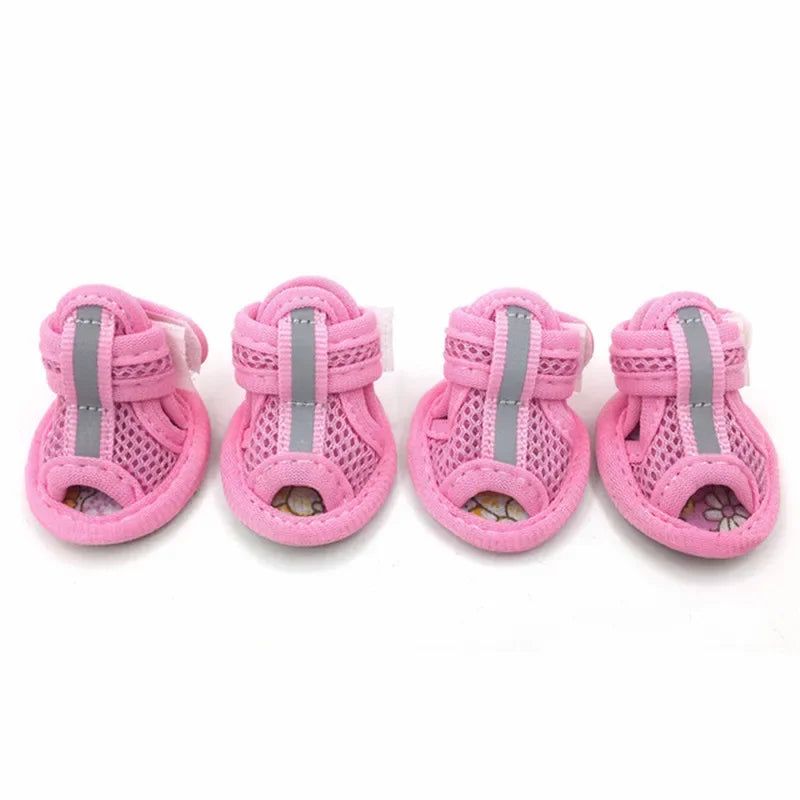 4PCS/set Pink Summer Non-slip Dog Shoes , Breathable Sandals for Dogs