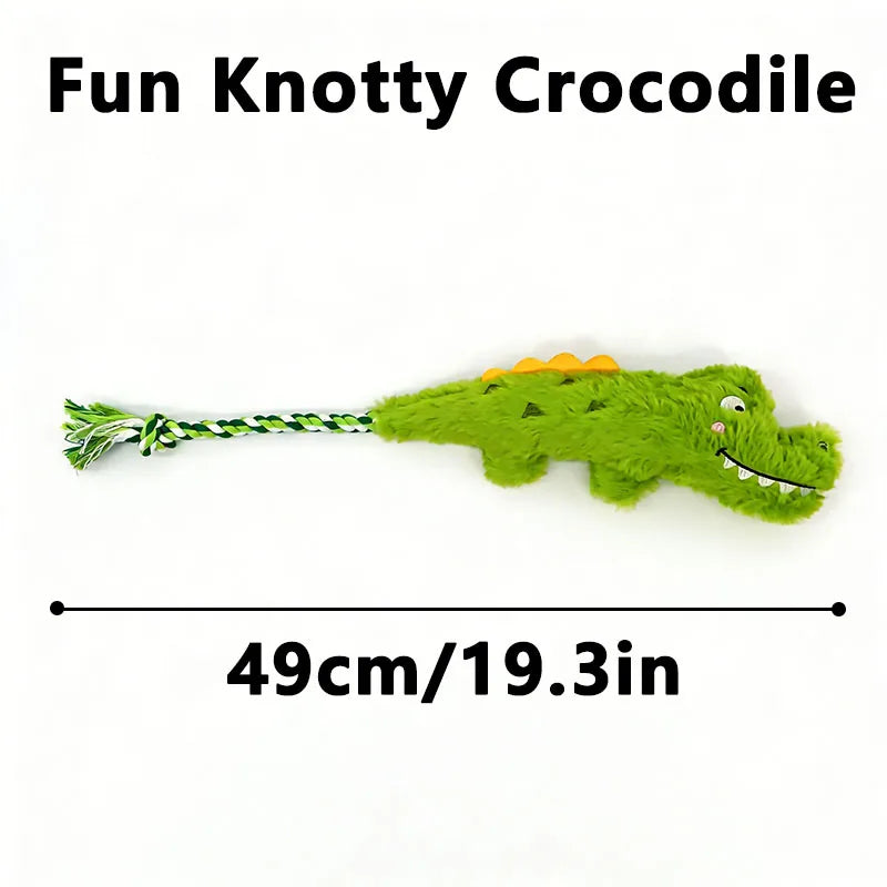 Pet Crocodile Chew Knotted Indestructible Plush Raw Dog Play Toy ,Cute Animal Rope ,Safe ,Puppy Tooth Chew Dog Tough
