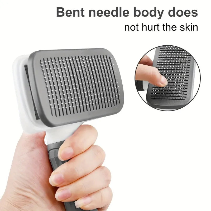 Gentle Pet Grooming & Massaging Brush, One-Click Hair Removal Comb for Dogs/Cats