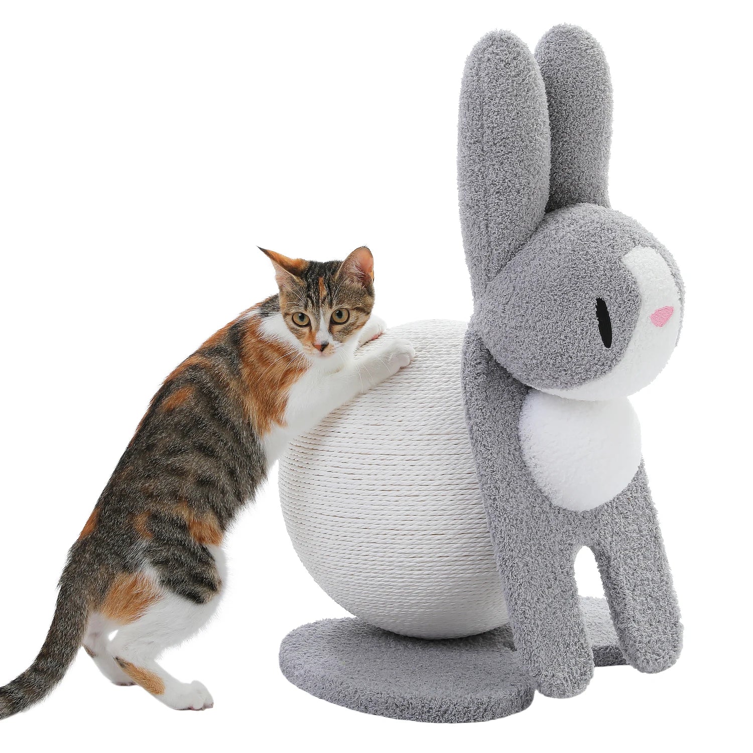 Cute Cat Scratching Post for Kittens and Cat, Rabbit Cat Scratcher with Paper Rope