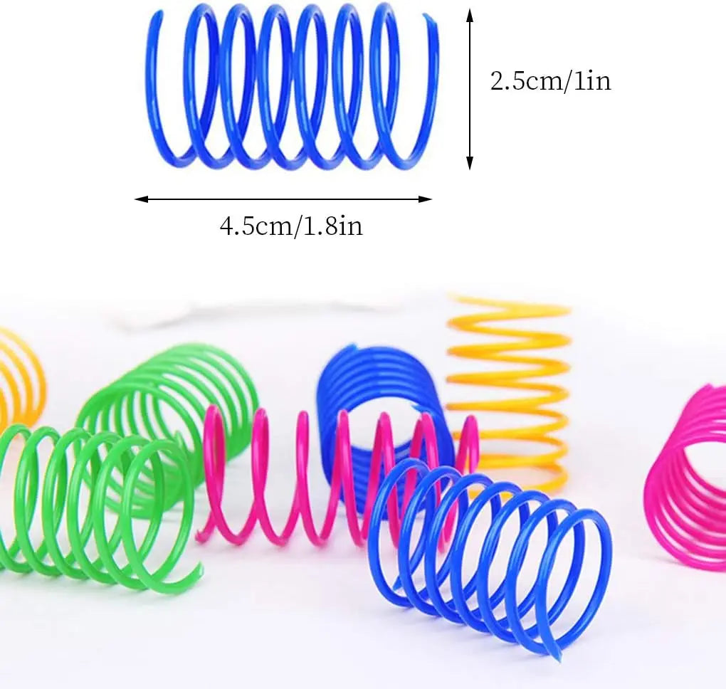 4/200Pcs Cat Spring Toy, Cat Spiral Toys Interactive for Indoor Colorful Cats ,Plastic Spring, Hunting, Swatting