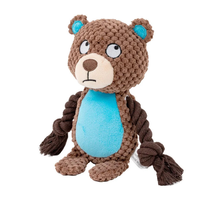 Cute Animal Rope Dog Toy, Cute Plush Puppy Chew Squeak Knot Toy