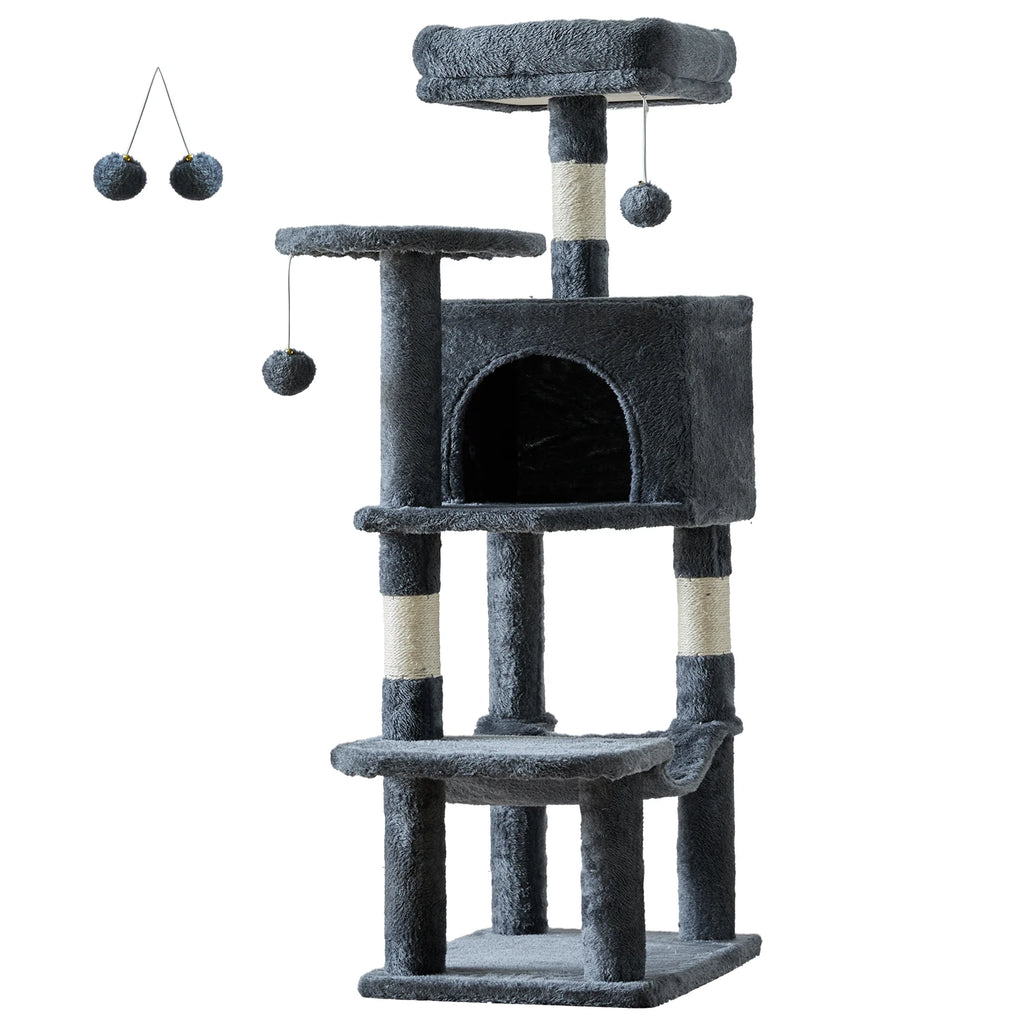 JHK 44In Cat Tree Tall Multi-Cat Climbing Tower ,Scratching Posts ,Stable Pet House for Indoor Cat
