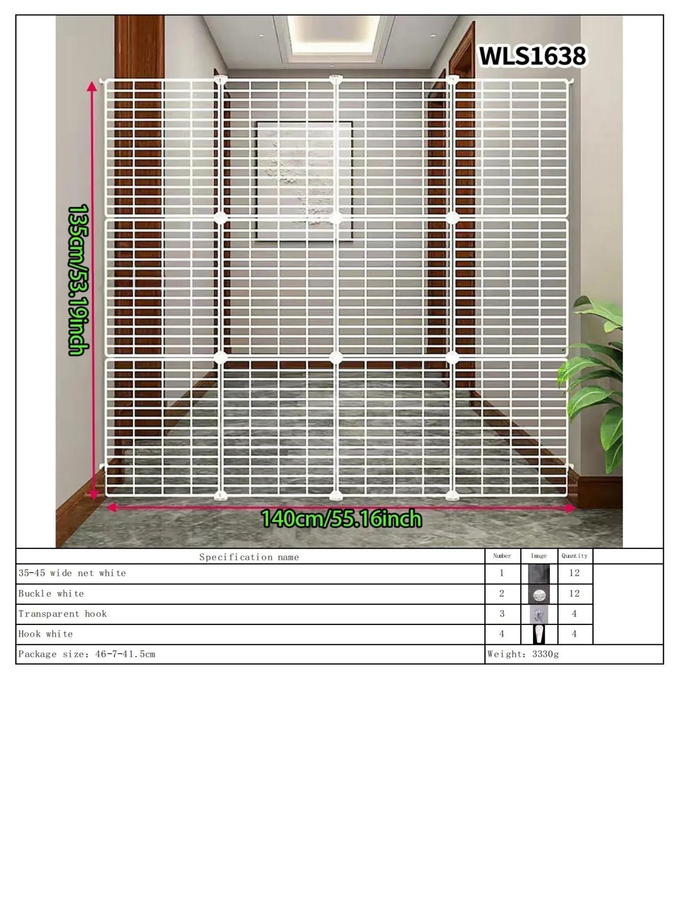Gate Barrier, No-Drill Gate Barrier, Wire Mesh to Block Dogs, Isolation for Doorways, Stairs, Balconies, Pet Fence