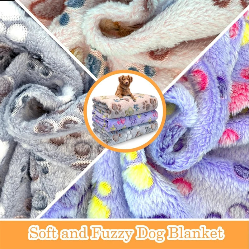 New Pet Blanket Cute Dog Paw Pattern Soft Fluffy High Quality Flannel Warm Comfortable Blanket
