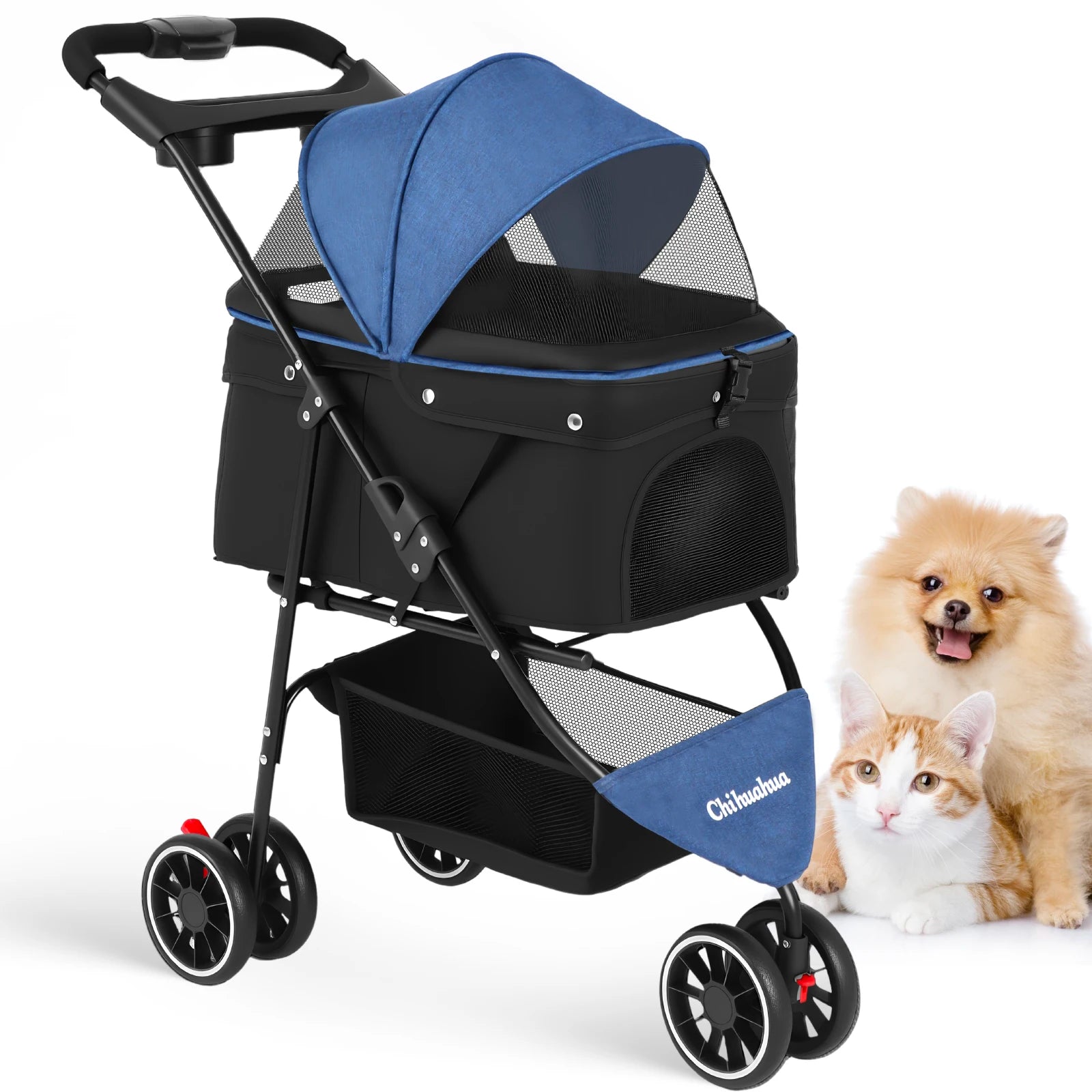 Pet Stroller For Small Puppy Dogs & Cats ,Travel Portable Dog Stroller , Foldable Dog and Cat Carrier