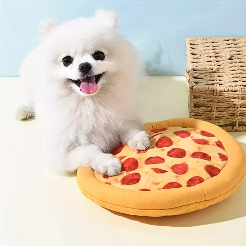 Squeaky Plush Pizza & Shrimp Dog Toy ,Durable Chew for Small Breeds Interactive Pet Play Accessory Soft Teething Puppy Chew Toys