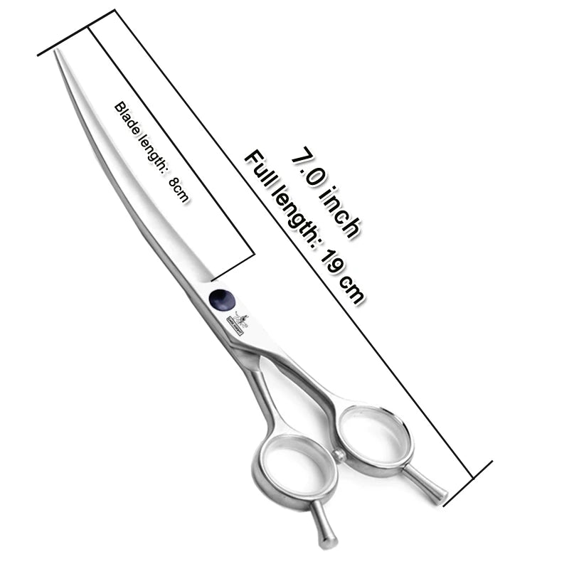 Dog grooming and trimming tools, pet scissors, 6.5 "7.0" 7.5 ", professional pet grooming scissors, curved and finely trimmed