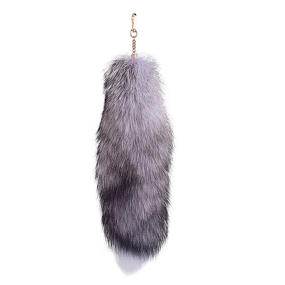 2026  Real Fox Fur Tail Large ,Long Natural Fur tail Keychain Pendant ,Cosplay tail Cute Wolf Fox Tail Fur Car Keychain