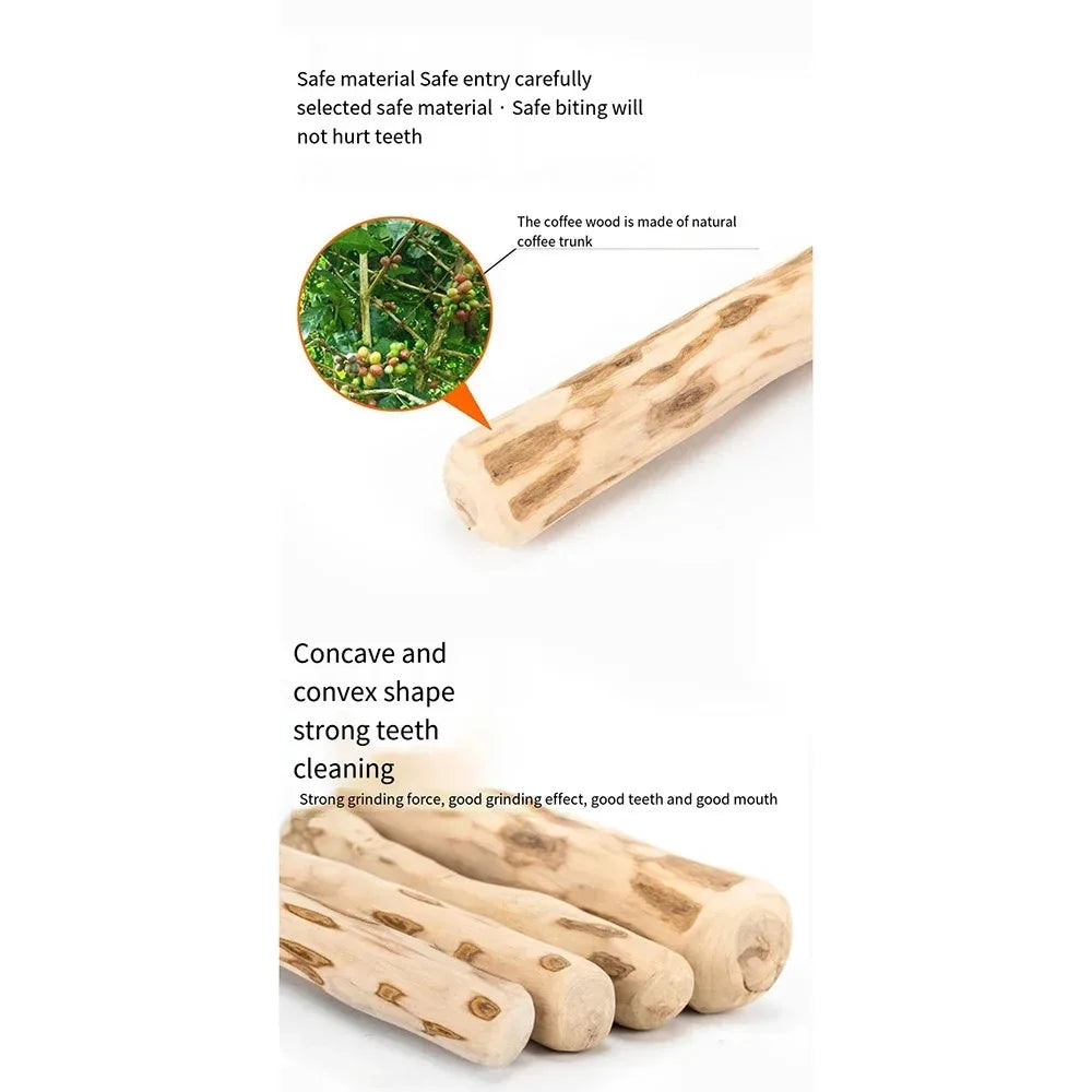 Natural Coffee Wood Dog Chew Toy,  Long Lasting Chewable Stick, Stress Relief