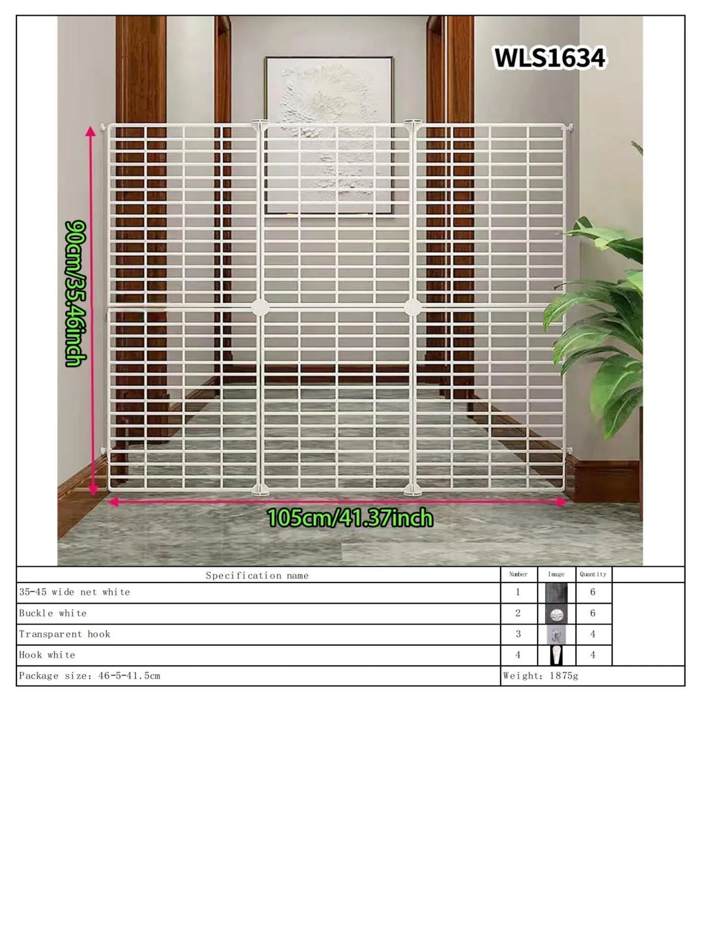 Gate Barrier, No-Drill Gate Barrier, Wire Mesh to Block Dogs, Isolation for Doorways, Stairs, Balconies, Pet Fence