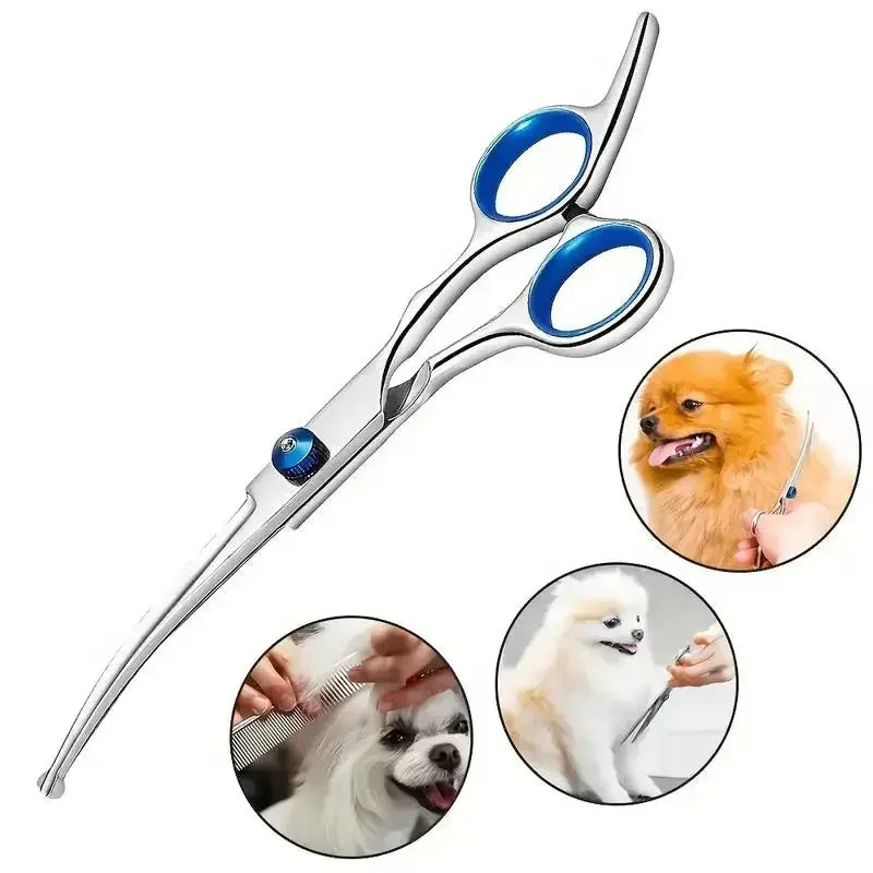 Ambidextrous Pet Safe Scissors ,Stainless Steel Grooming Shears with round Head for Precision Trimming