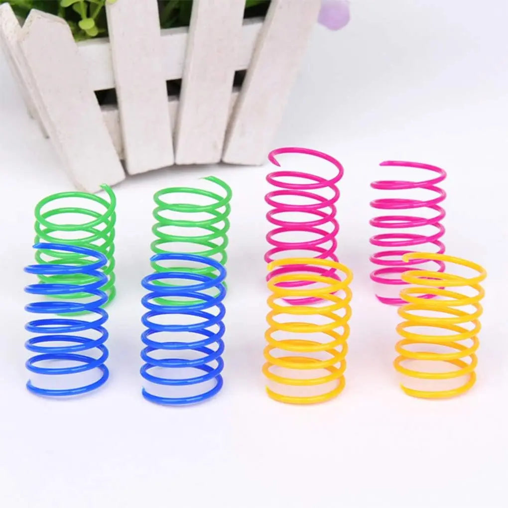 4/200Pcs Cat Spring Toy, Cat Spiral Toys Interactive for Indoor Colorful Cats ,Plastic Spring, Hunting, Swatting