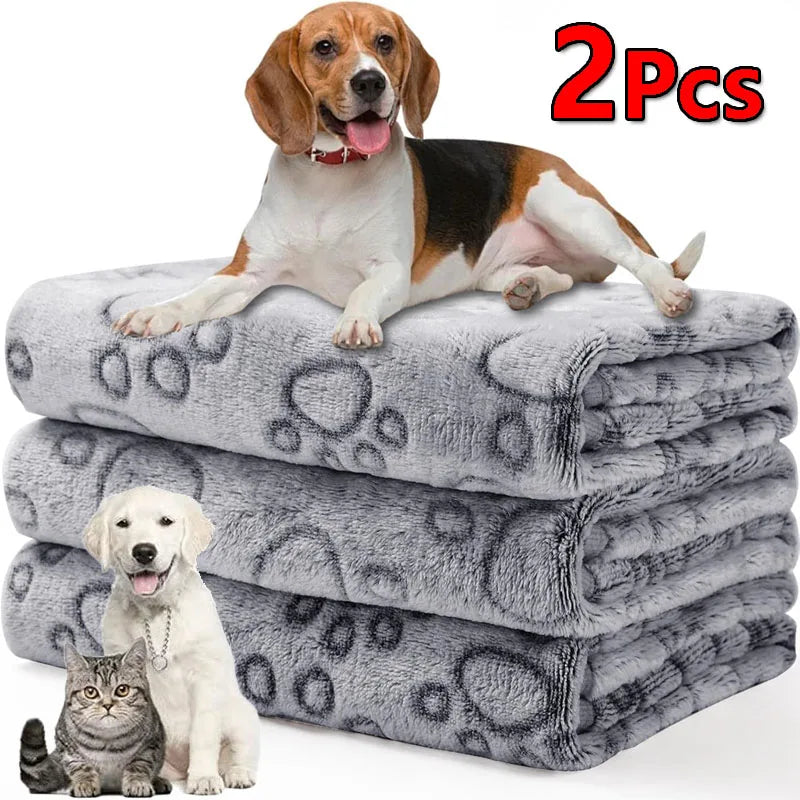 2PCS Soft Fluffy High Quality Warm Comfortable Blanket for Dog Cat