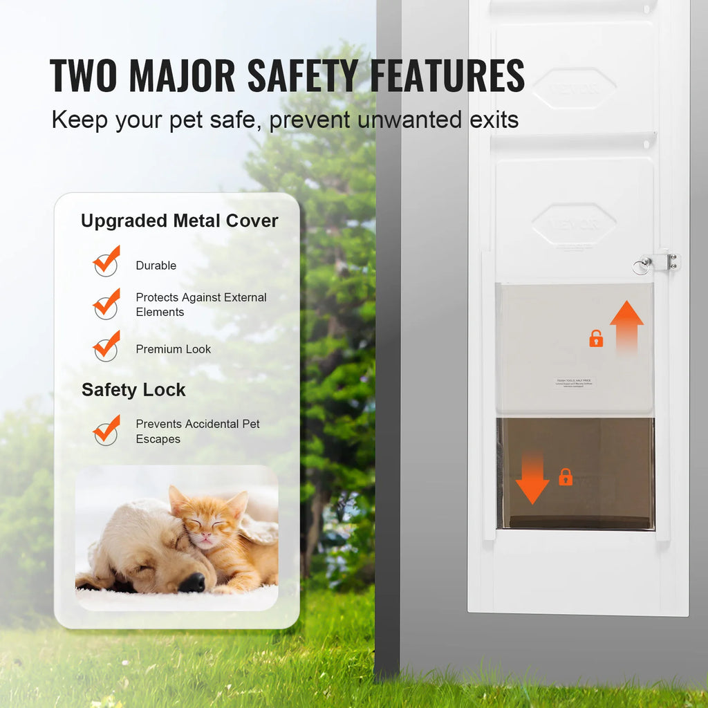 Sliding Glass Door, Adjustable Height Doggy Sliding Door ,Aluminum Frame, Tempered Glass Pet Door