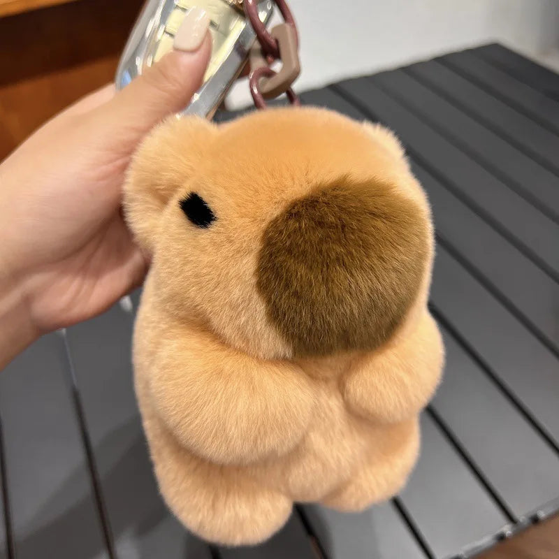 Mini Real Rex ,Rabbit,Bunny Keychain Women Bag Charm ,Jewelry Pendant Car Key Metal Ring Classic Ornament