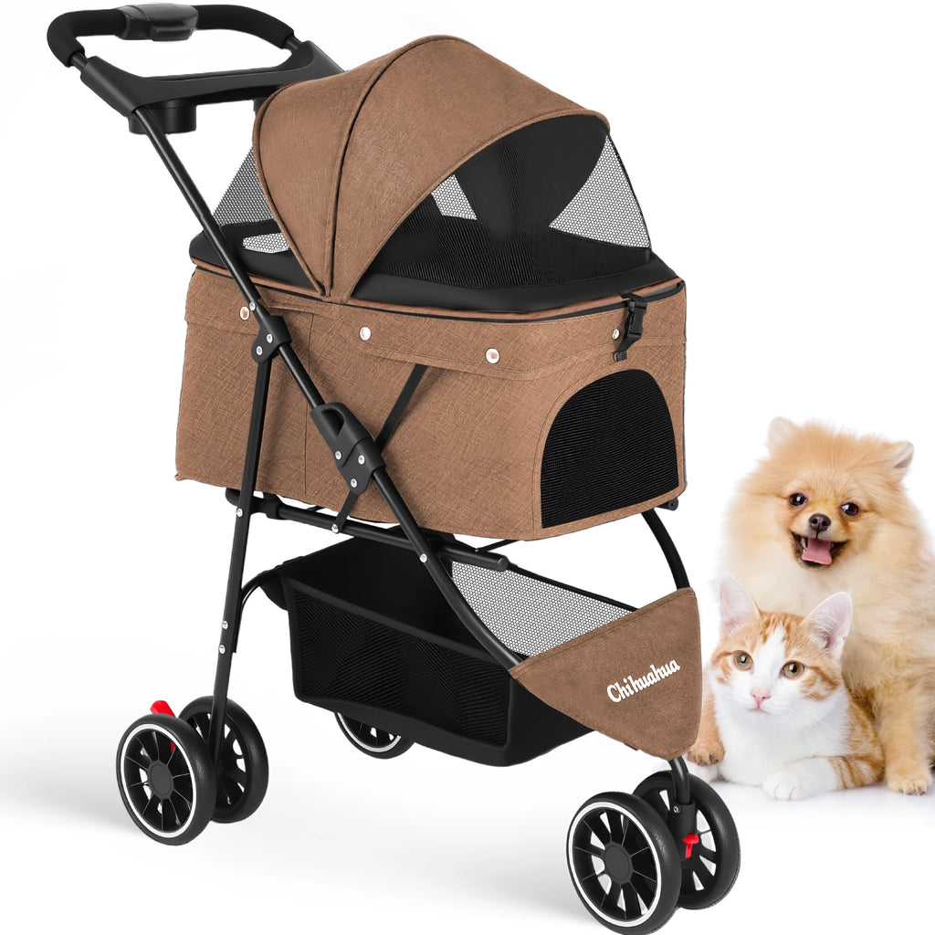 Pet Stroller For Small Puppy Dogs & Cats ,Travel Portable Dog Stroller , Foldable Dog and Cat Carrier