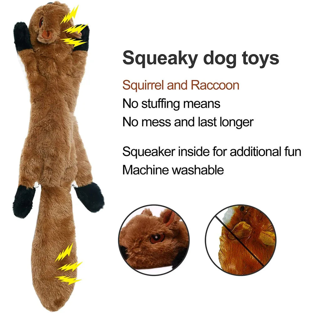 Funny Simulated Animal ,No Stuffing Dog Toy with Squeakers, Durable Stuffingless Plush Toy ,Crinkle Squeak Toy