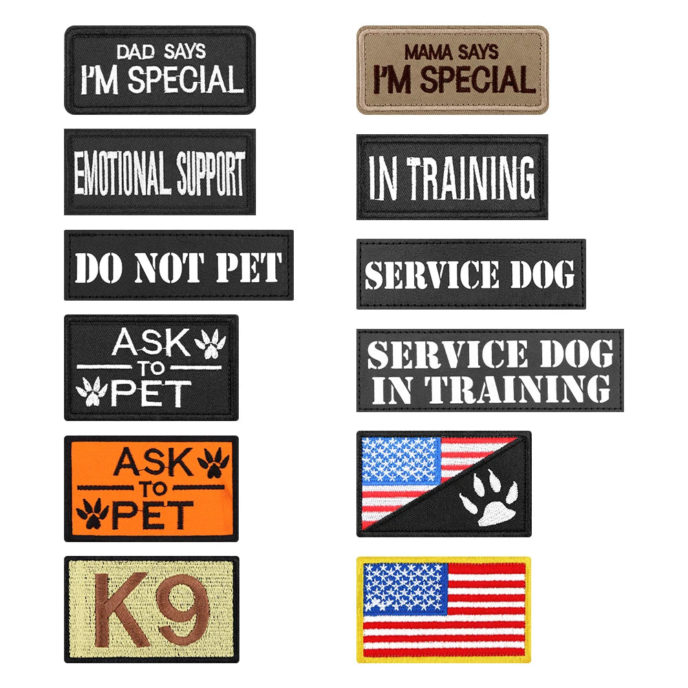 12 Pieces Tactical Patch Bundle For Dog Vest ,Harness ,Collar Personalized Patches Tags Sticker Label Custom Name ID Sticker