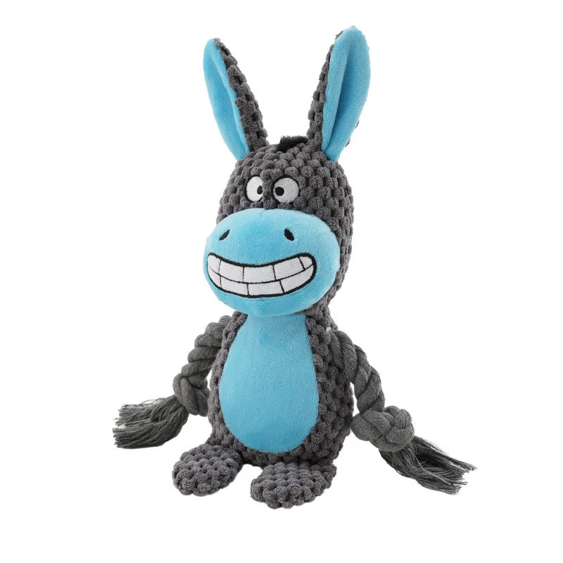 Cute Animal Rope Dog Toy, Cute Plush Puppy Chew Squeak Knot Toy