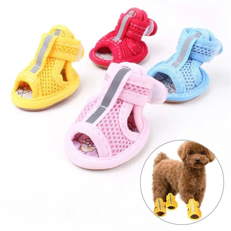 4PCS/set Pink Summer Non-slip Dog Shoes , Breathable Sandals for Dogs
