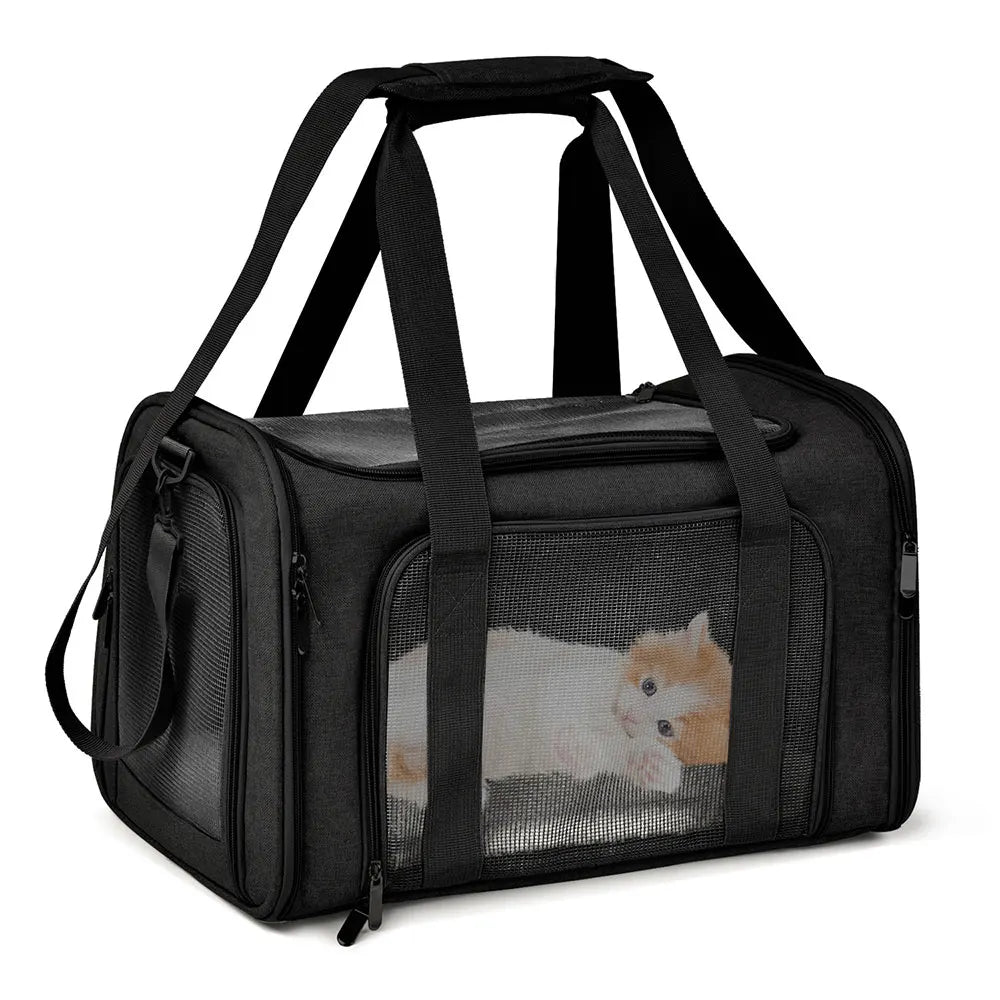 Pet Carrier Bag , Soft Side Backpack Travel Bag, Airline Approved Transport For Small Dogs and Cats