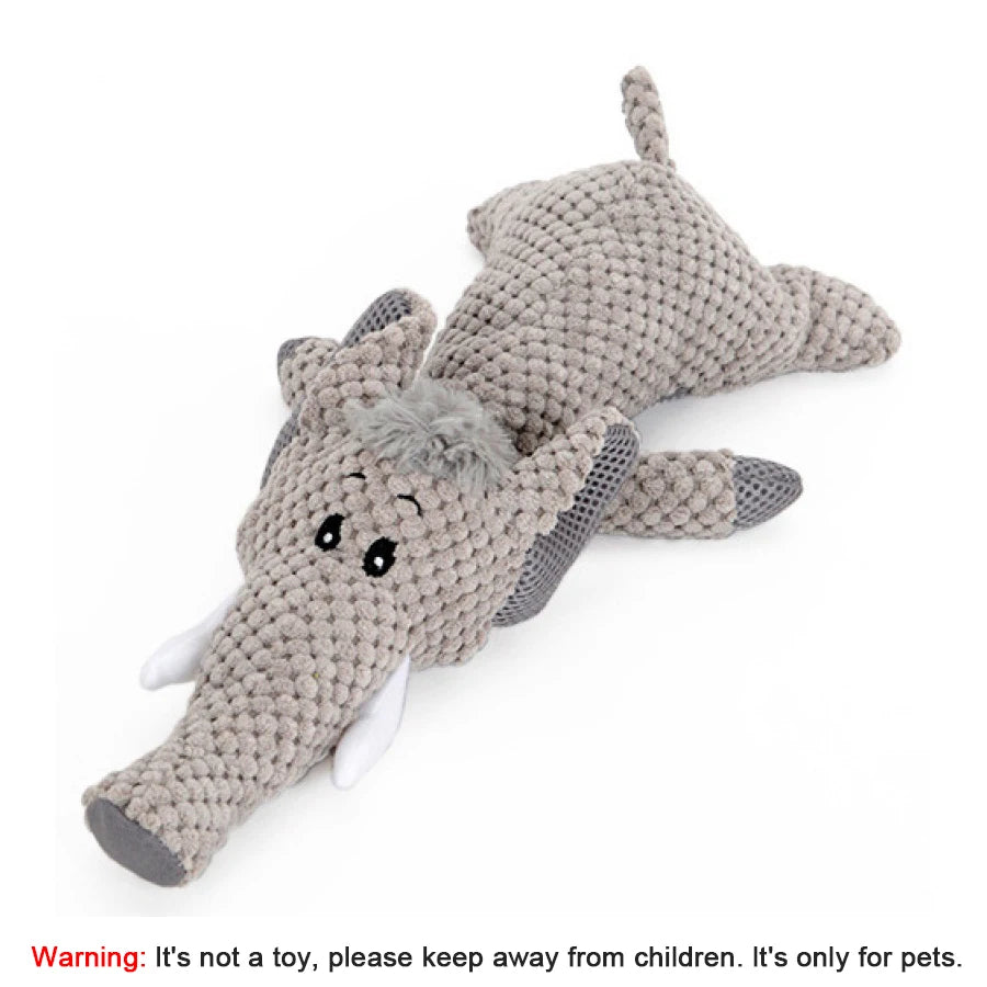 Bite-Resistant Sound Plush Toy Lion ,Wolf ,Elephant, Cartoon Pet Toy Squeaky Dog Toy For Small & Medium Dogs