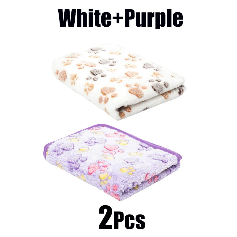 New Pet Blanket Cute Dog Paw Pattern Soft Fluffy High Quality Flannel Warm Comfortable Blanket