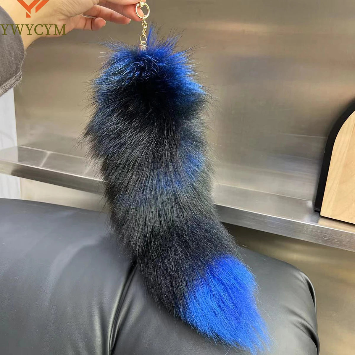 2026  Real Fox Fur Tail Large ,Long Natural Fur tail Keychain Pendant ,Cosplay tail Cute Wolf Fox Tail Fur Car Keychain