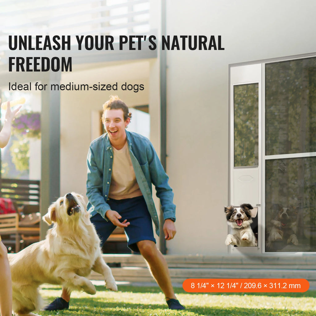 Sliding Glass Door, Adjustable Height Doggy Sliding Door ,Aluminum Frame, Tempered Glass Pet Door