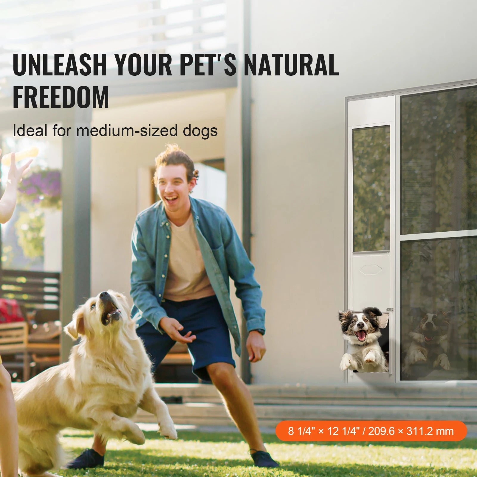 Sliding Glass Door, Adjustable Height Doggy Sliding Door ,Aluminum Frame, Tempered Glass Pet Door