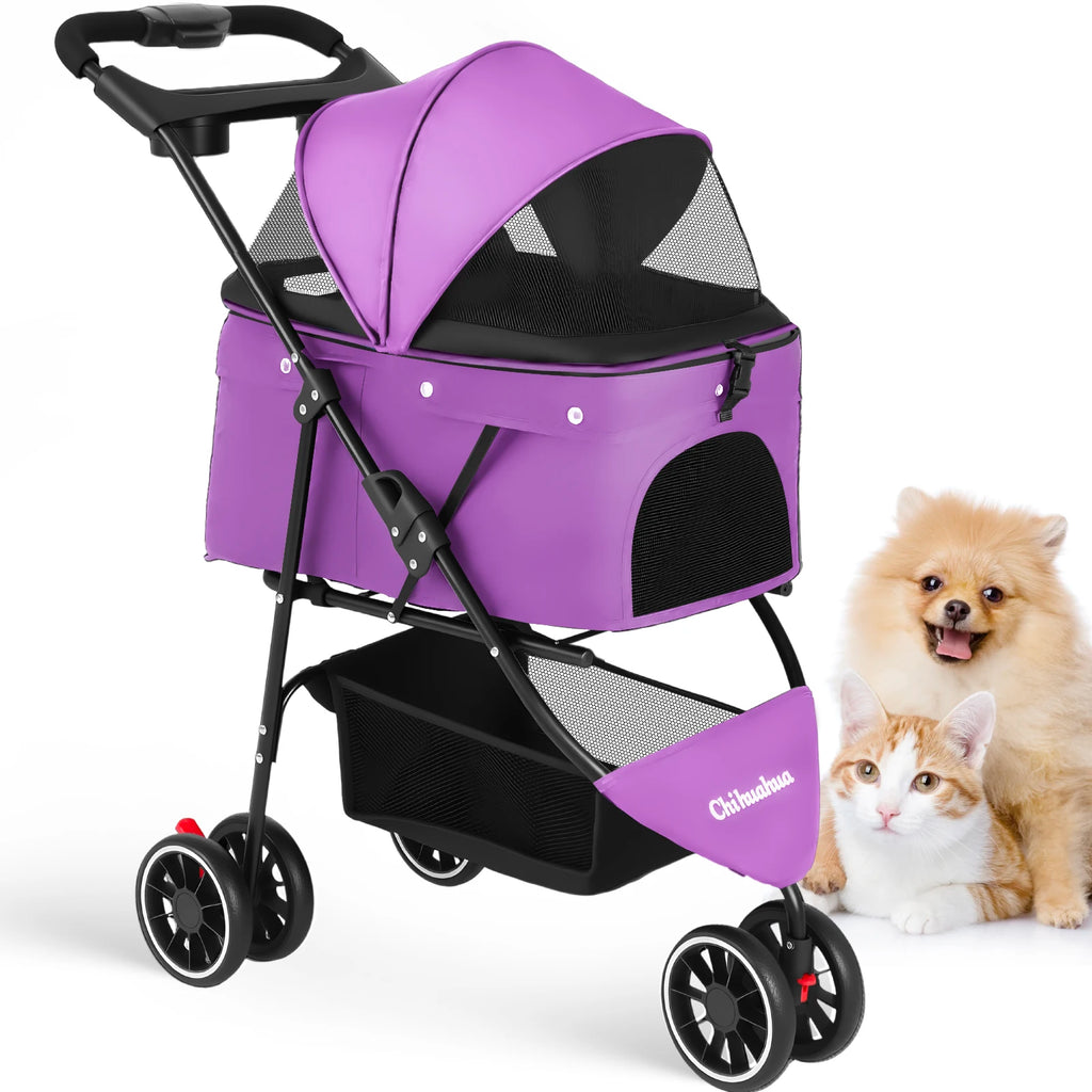 Pet Stroller For Small Puppy Dogs & Cats ,Travel Portable Dog Stroller , Foldable Dog and Cat Carrier