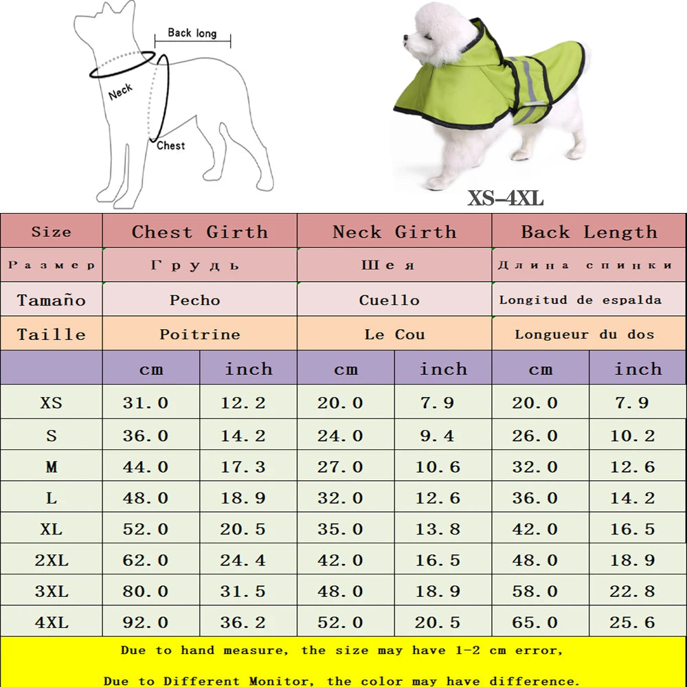 Large Dogs Raincoat ,  Poncho , Reflective, Waterproof