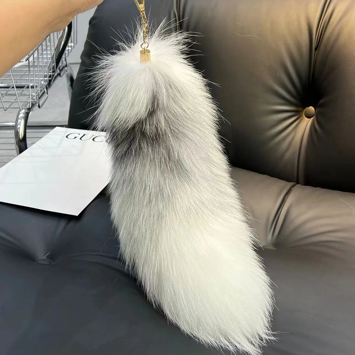 2026  Real Fox Fur Tail Large ,Long Natural Fur tail Keychain Pendant ,Cosplay tail Cute Wolf Fox Tail Fur Car Keychain