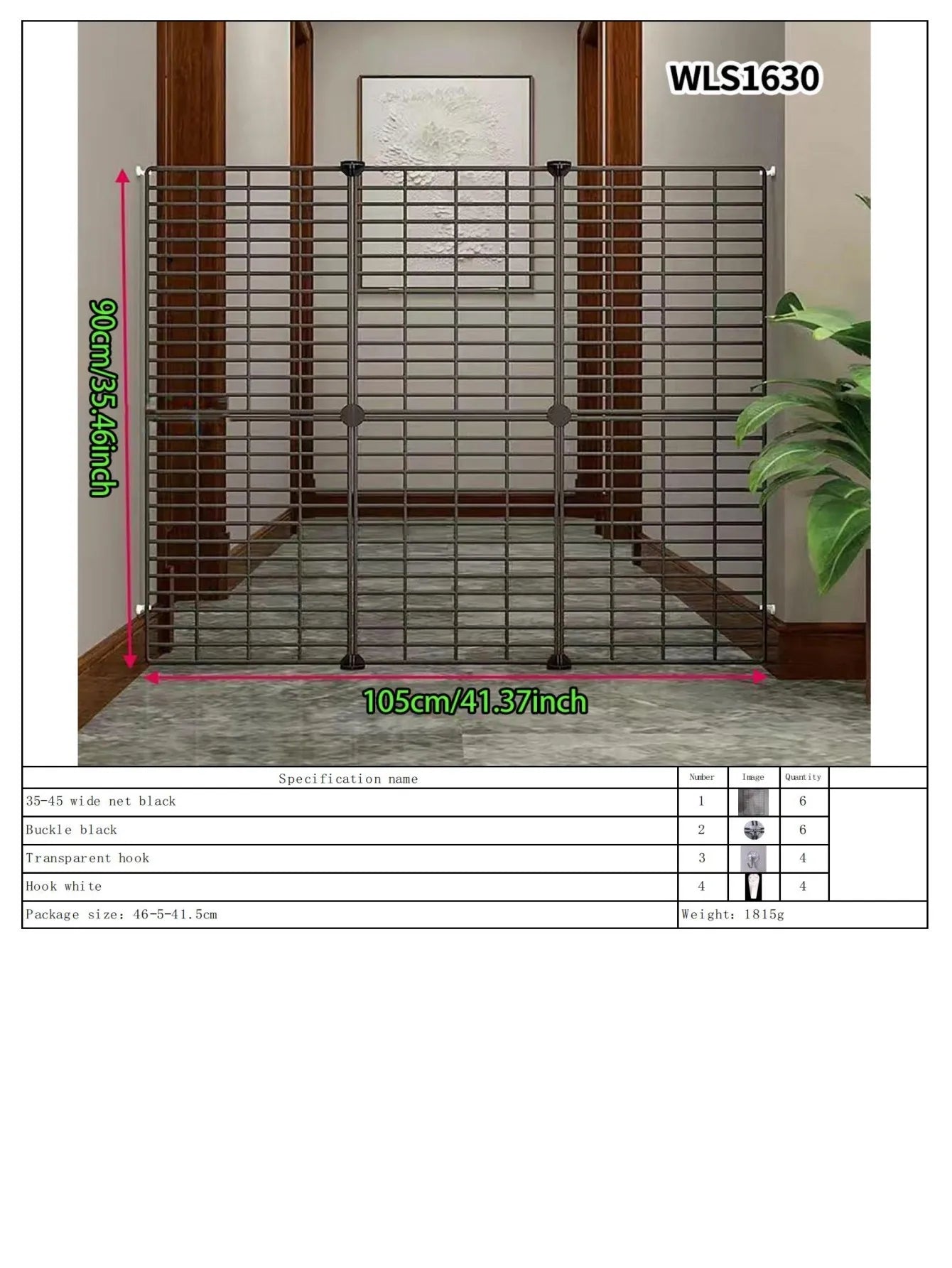 Gate Barrier, No-Drill Gate Barrier, Wire Mesh to Block Dogs, Isolation for Doorways, Stairs, Balconies, Pet Fence