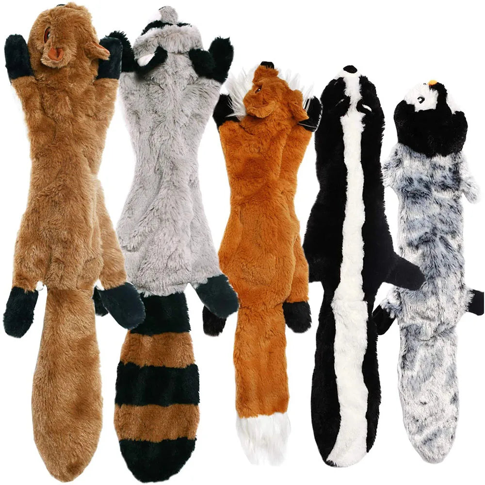 Funny Simulated Animal ,No Stuffing Dog Toy with Squeakers, Durable Stuffingless Plush Toy ,Crinkle Squeak Toy