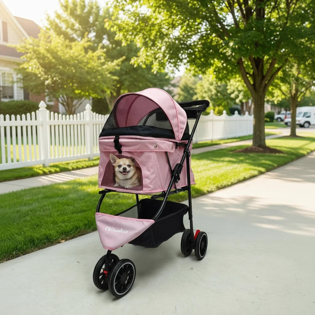Pet Stroller For Small Puppy Dogs & Cats ,Travel Portable Dog Stroller , Foldable Dog and Cat Carrier