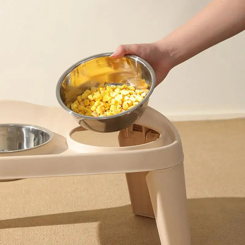 Elevated Dog Feeder Bowls , foldable , Raised Stand with Double Stainless Steel Bowls for Small , Medium and Large Dogs