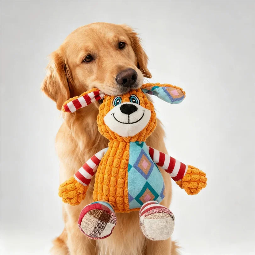 Interactive Plush Toy for Cat And Dog, Cute Squeaky Bite Resistant Puzzle Chew Toy for Teeth Cleaning