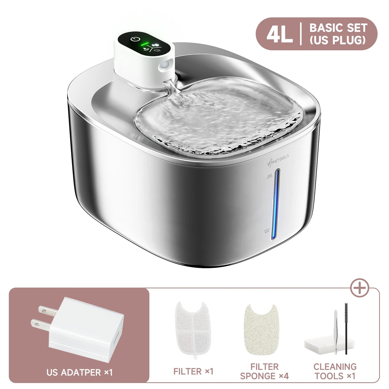 APETDOLA 4L Wireless Water Fountain Auto Sensor Drinking Fountain Dispenser For Cats and Dogs