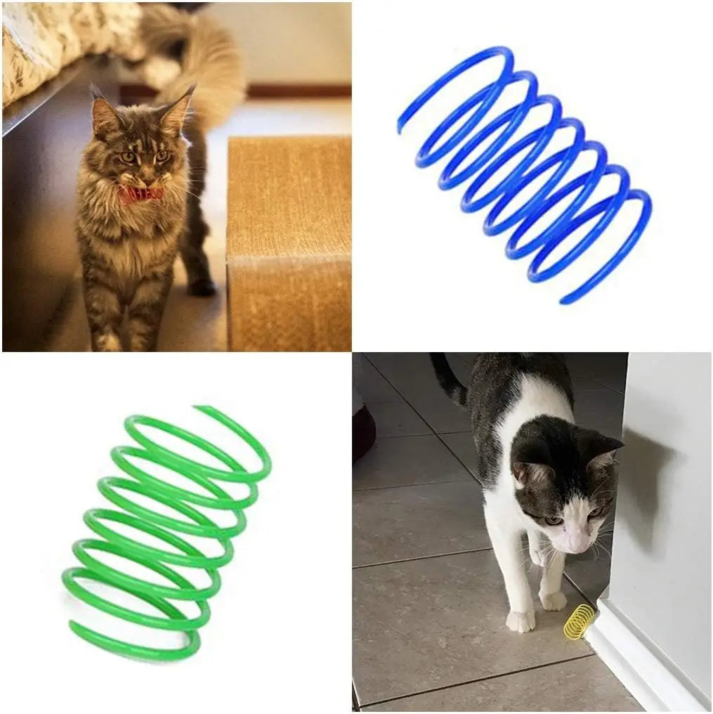 4/200Pcs Cat Spring Toy, Cat Spiral Toys Interactive for Indoor Colorful Cats ,Plastic Spring, Hunting, Swatting