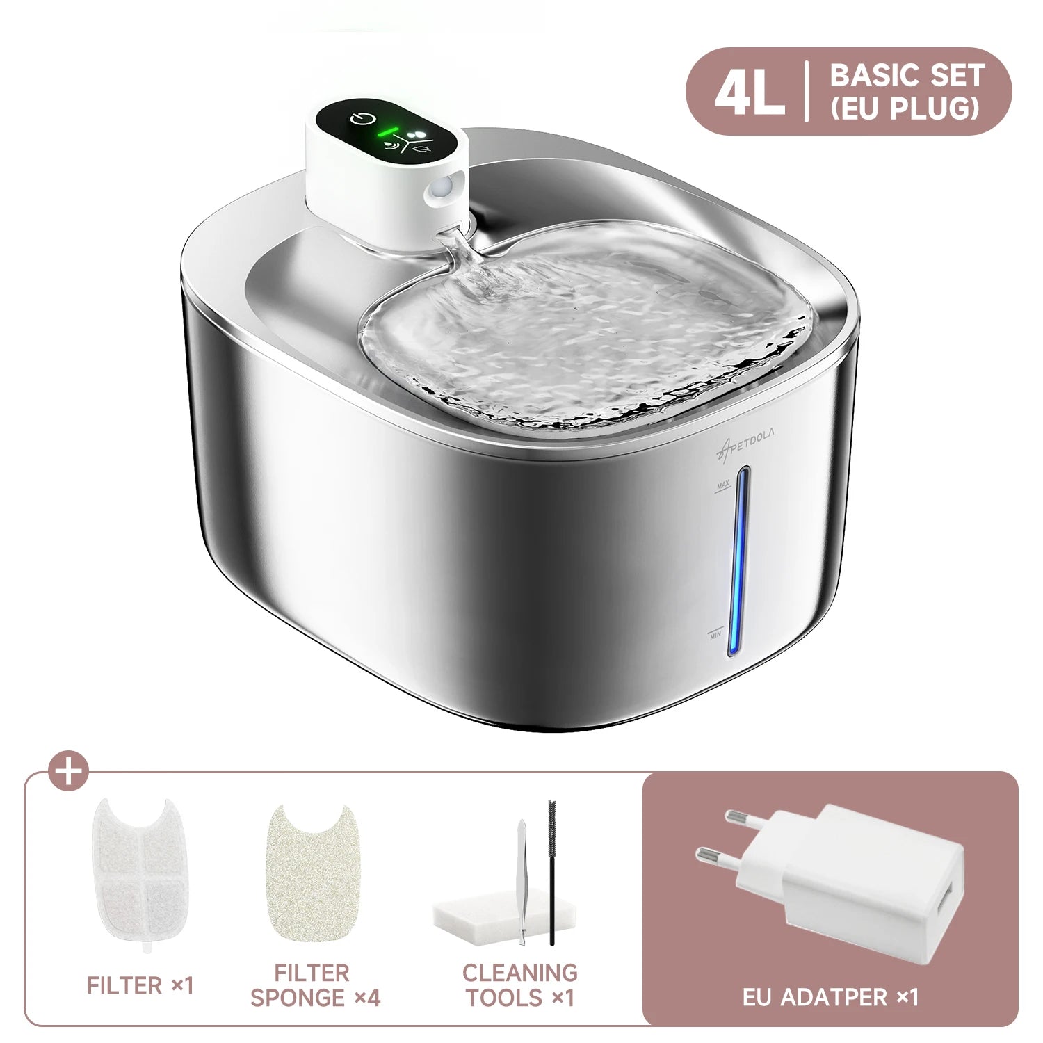 APETDOLA 4L Wireless Water Fountain Auto Sensor Drinking Fountain Dispenser For Cats and Dogs