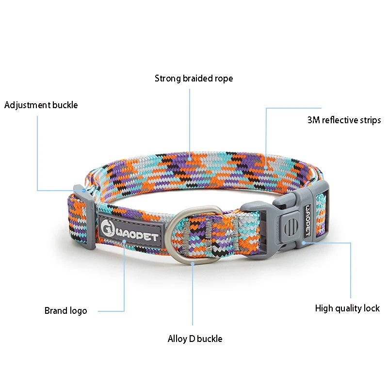 Nylon Dog Collar ,Adjustable, Reflective with Metal Buckle and Quick Release Buckle Large and Medium Dog Pet Collars
