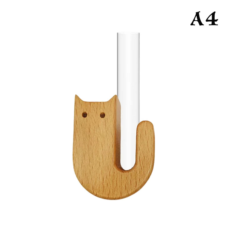 Cat Whisker Vase  Fridge Magnet Wooden And Glass Pet Hair Beard Collector Pets Souvenir Gift Home Decor