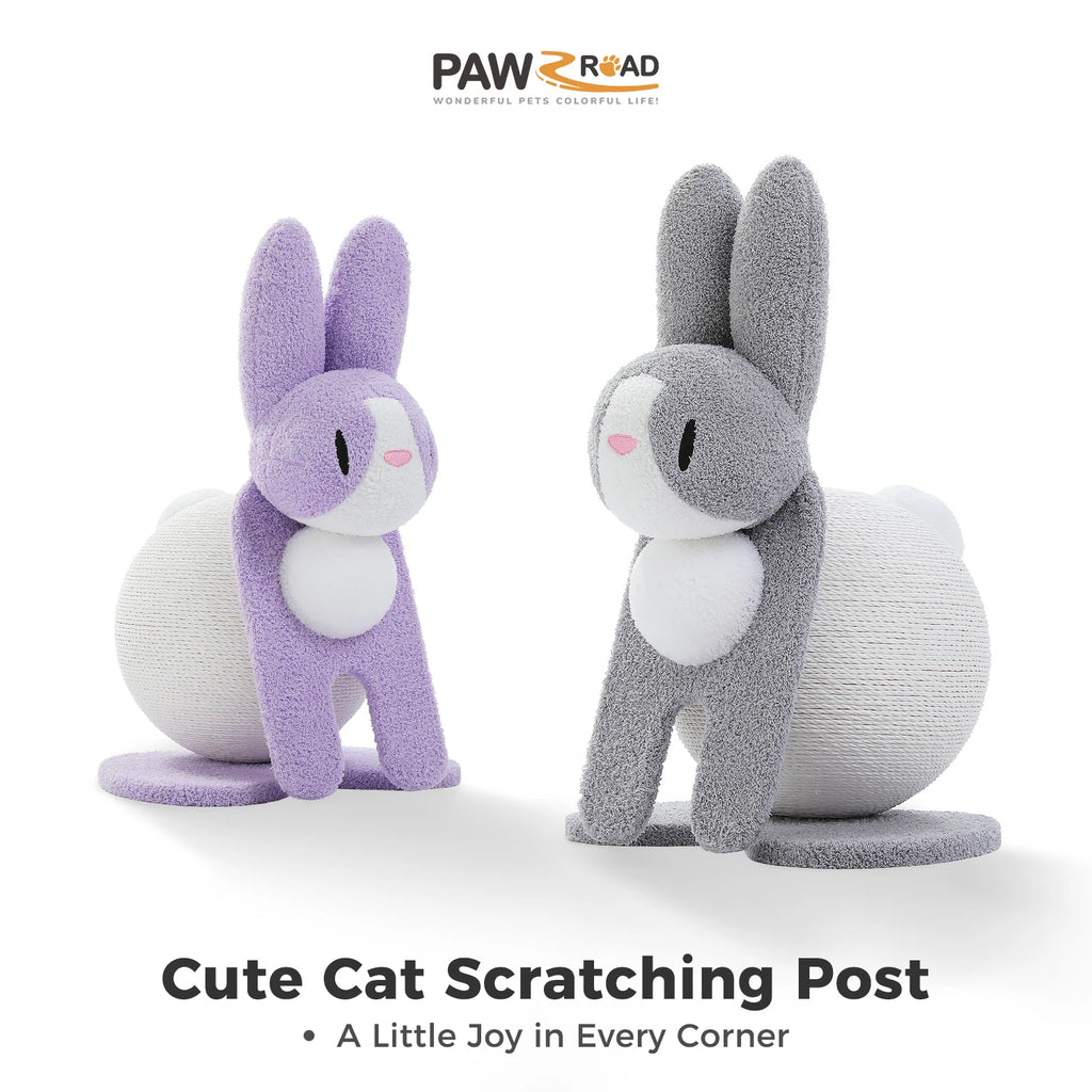 Cute Cat Scratching Post for Kittens and Cat, Rabbit Cat Scratcher with Paper Rope